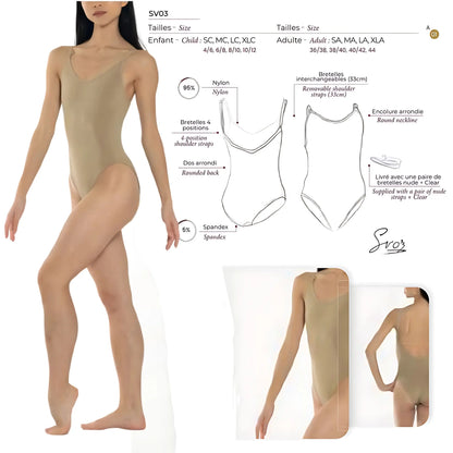Sottobody Danza Classica - Body intimo donna nude carne Ballerina Ballo Saggio